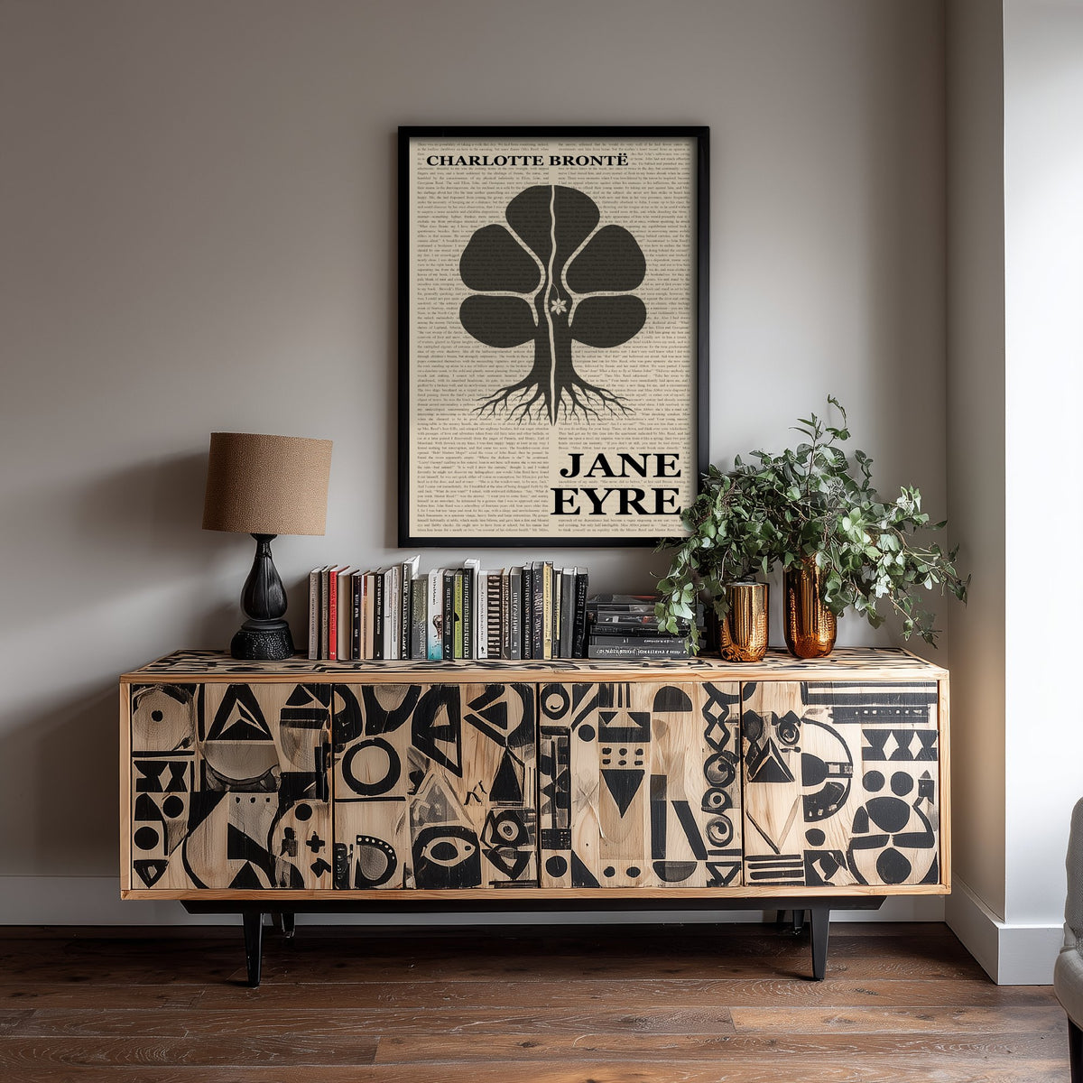 Jane Eyre by Charlotte Bronte Art Print - Novel Text Book Cover Poster - Split Chestnut Tree Illustration
