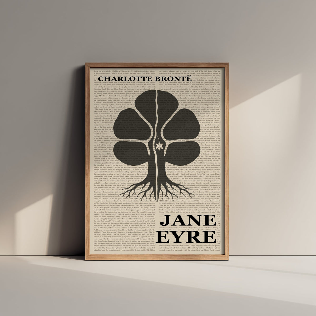 Jane Eyre by Charlotte Bronte Art Print - Novel Text Book Cover Poster - Split Chestnut Tree Illustration
