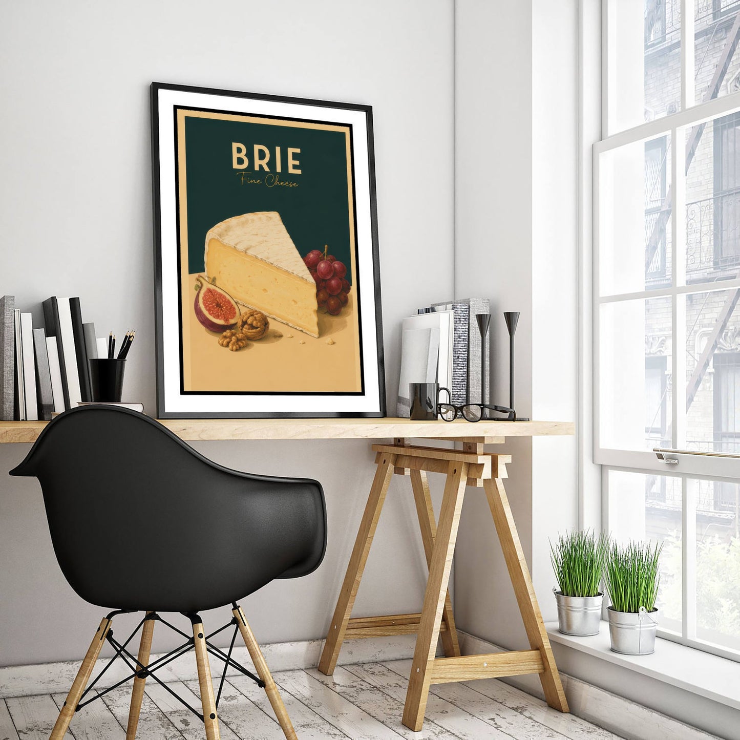 Vintage Brie Art Print - Fine Cheese Kitchen Poster - Food Illustration - French Deli Wall Art 1/3