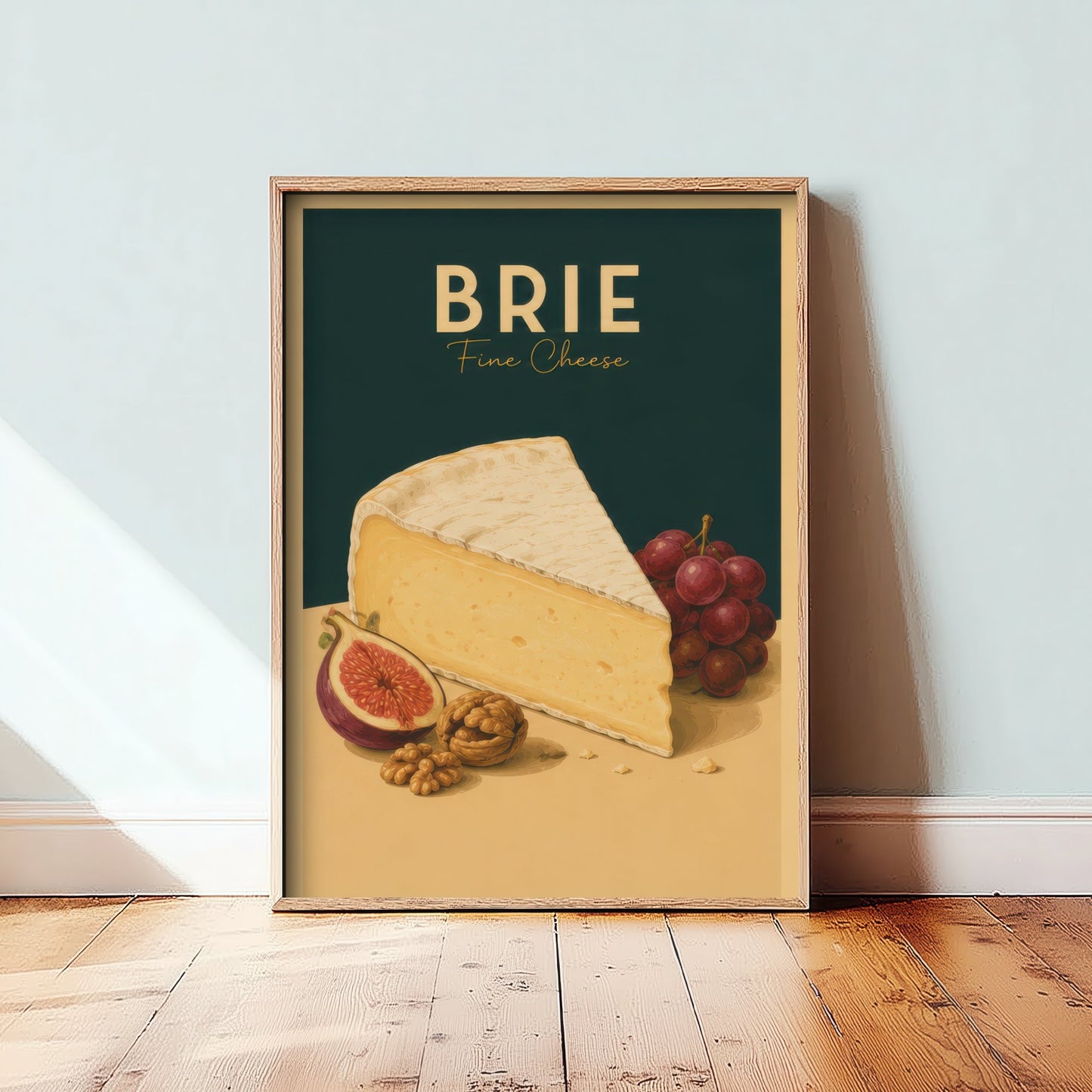 Vintage Brie Art Print - Fine Cheese Kitchen Poster - Food Illustration - French Deli Wall Art 1/3