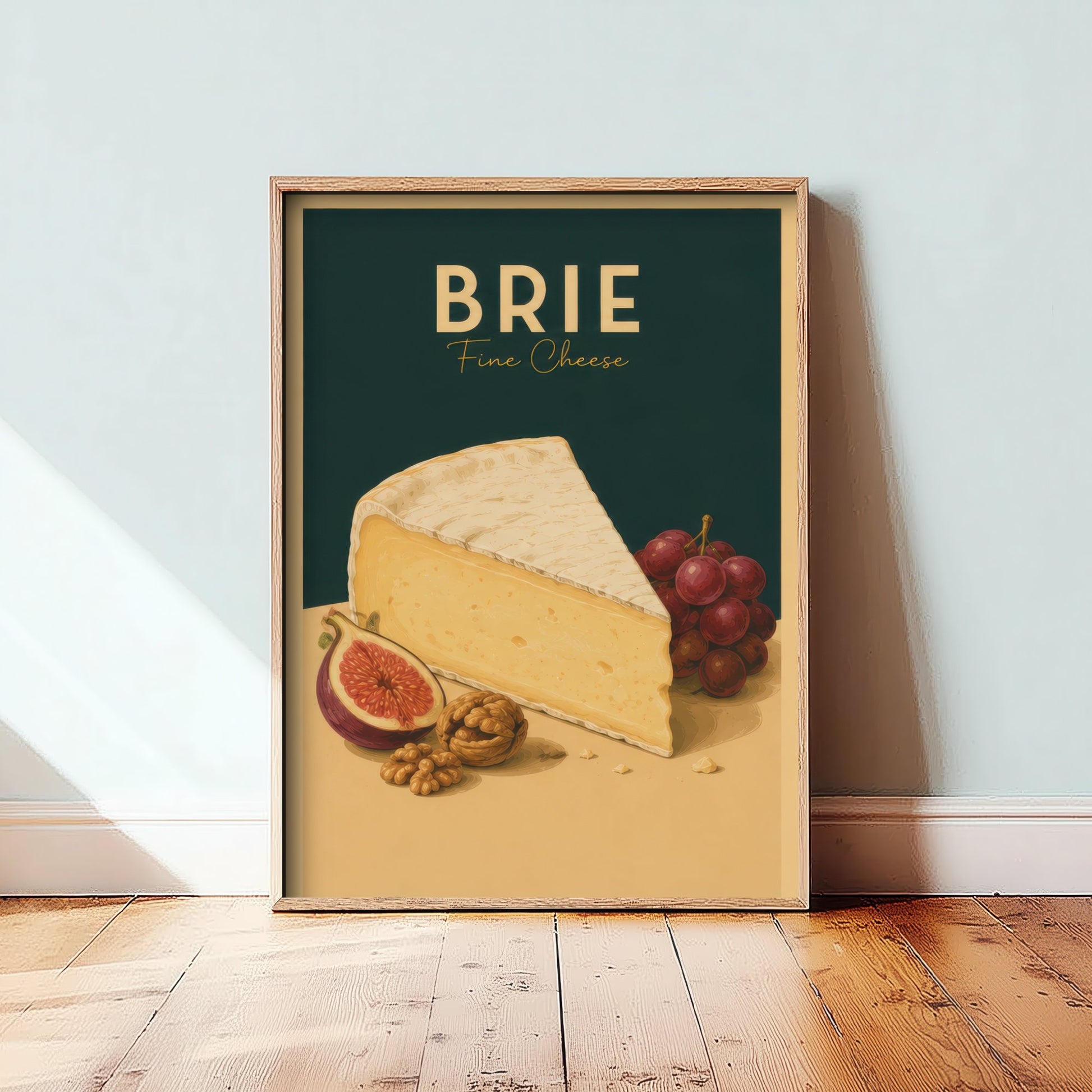 Vintage Brie Art Print - Fine Cheese Kitchen Poster - Food Illustration - French Deli Wall Art 1/3