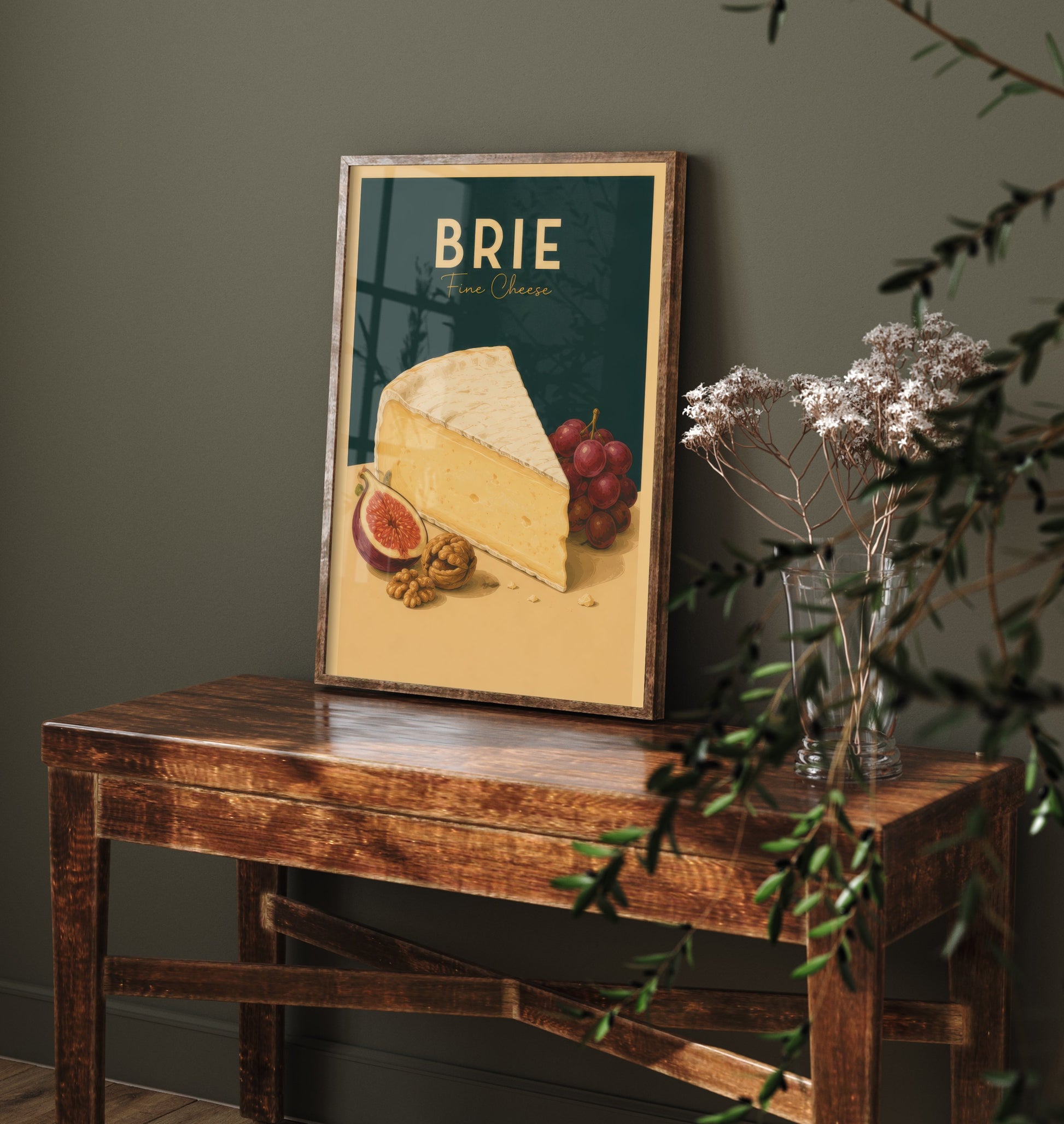 Vintage Brie Art Print - Fine Cheese Kitchen Poster - Food Illustration - French Deli Wall Art 1/3