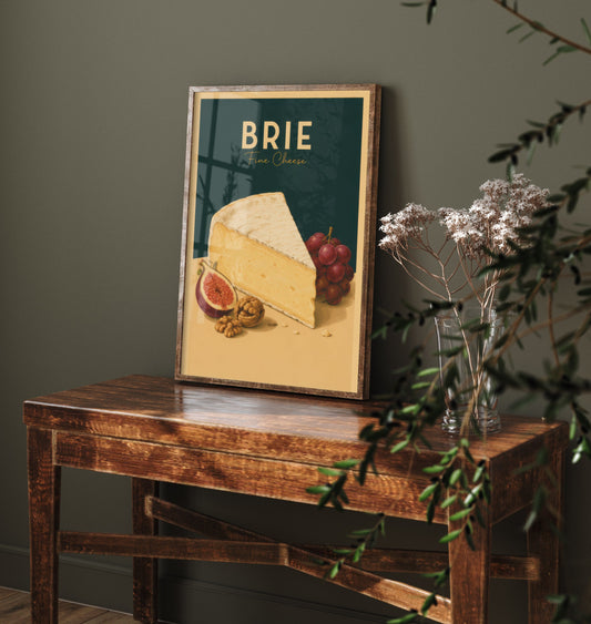 Vintage Brie Art Print - Fine Cheese Kitchen Poster - Food Illustration - French Deli Wall Art 1/3
