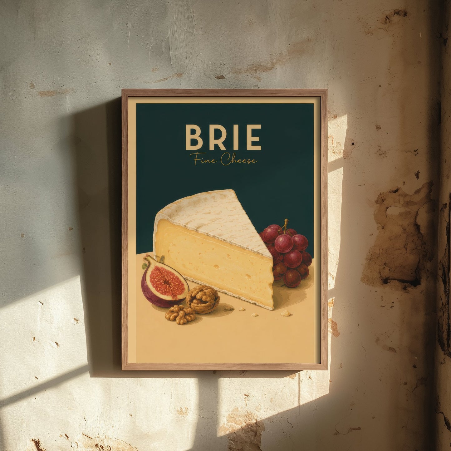 Vintage Brie Art Print - Fine Cheese Kitchen Poster - Food Illustration - French Deli Wall Art 1/3