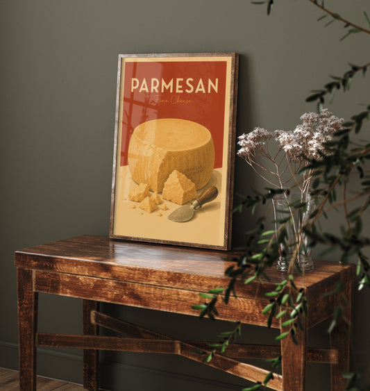 Vintage Parmesan Art Print - Fine Cheese Kitchen Poster - Food Illustration - Italian Deli Wall Art 2/3