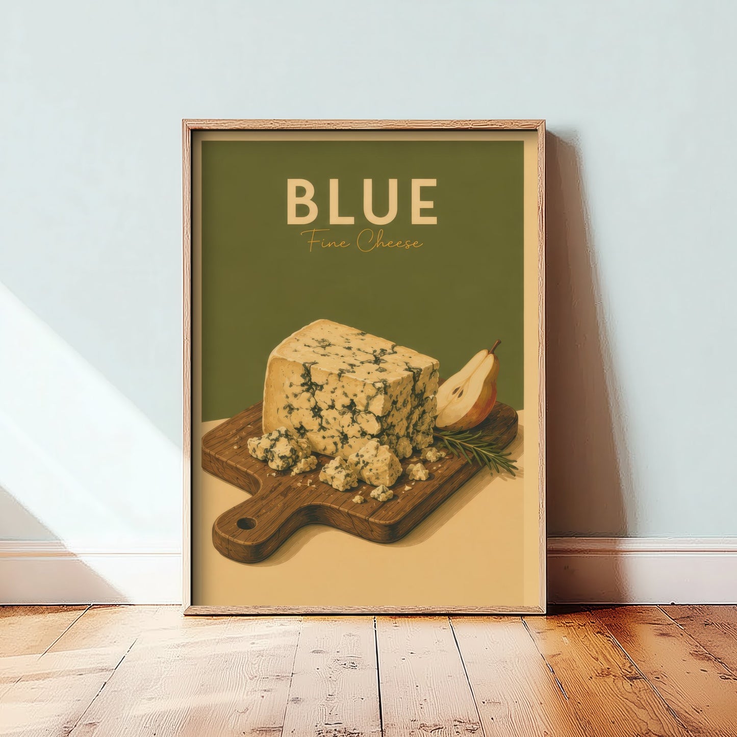 Vintage Blue Cheese Art Print - Fine Cheese Poster - Food Illustration - Deli Kitchen Wall Art 3/3