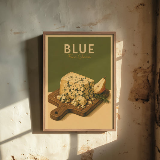 Vintage Blue Cheese Art Print - Fine Cheese Poster - Food Illustration - Deli Kitchen Wall Art 3/3