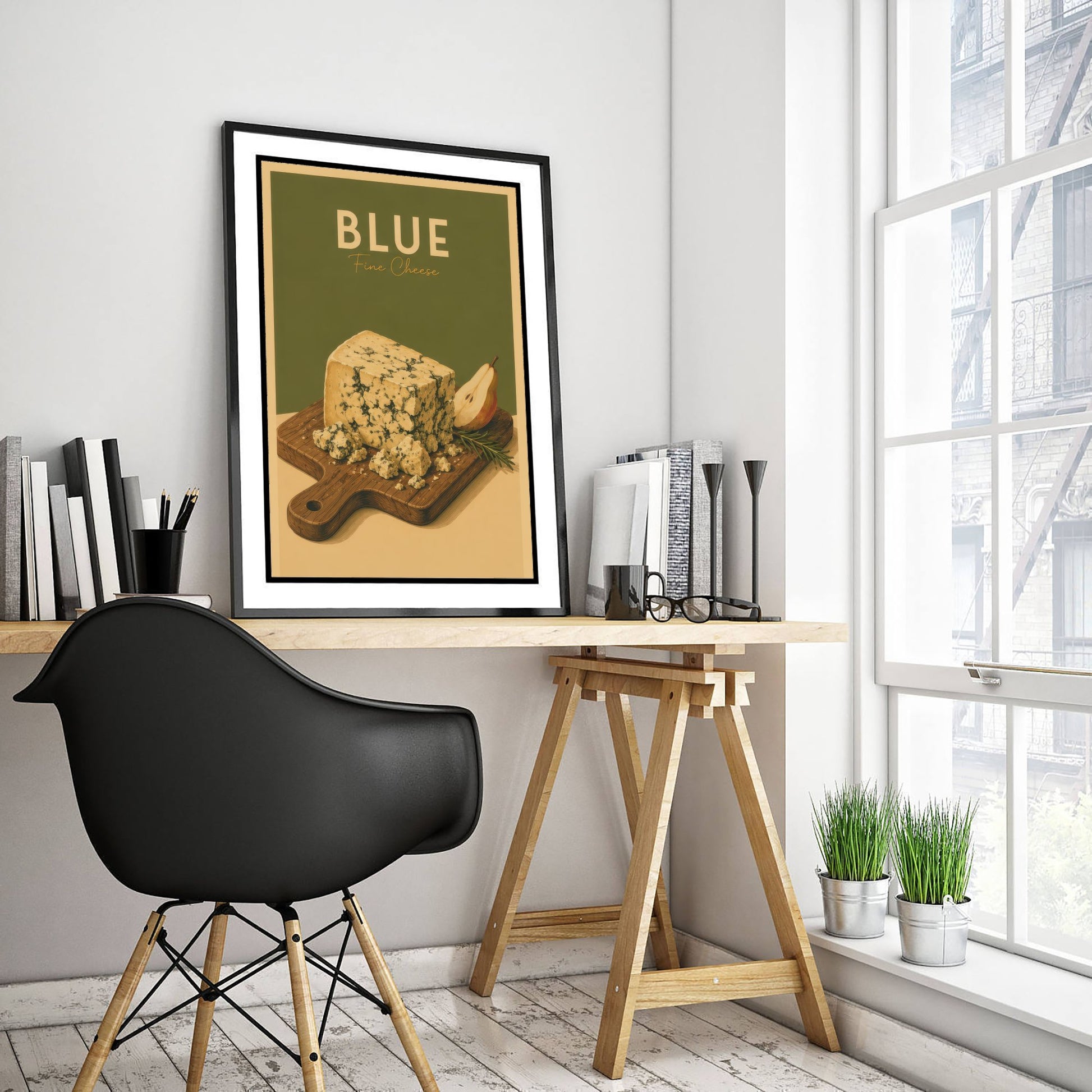 Vintage Blue Cheese Art Print - Fine Cheese Poster - Food Illustration - Deli Kitchen Wall Art 3/3