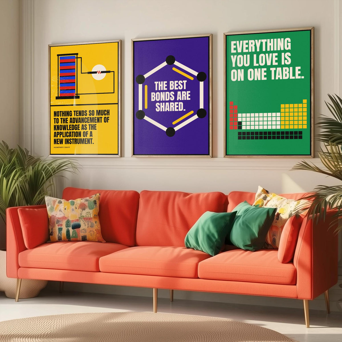 Chemistry Quotes Set of Three Art Prints - 3 Bauhaus Science Posters - Minimalist Science Wall Art Illustration V1