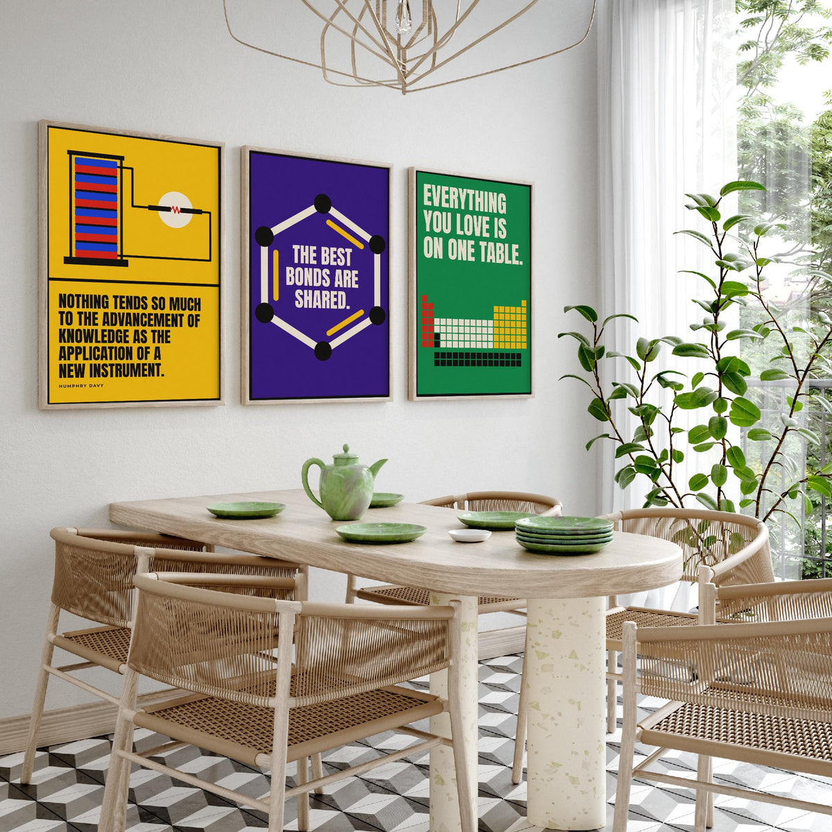 Chemistry Quotes Set of Three Art Prints - 3 Bauhaus Science Posters - Minimalist Science Wall Art Illustration V1