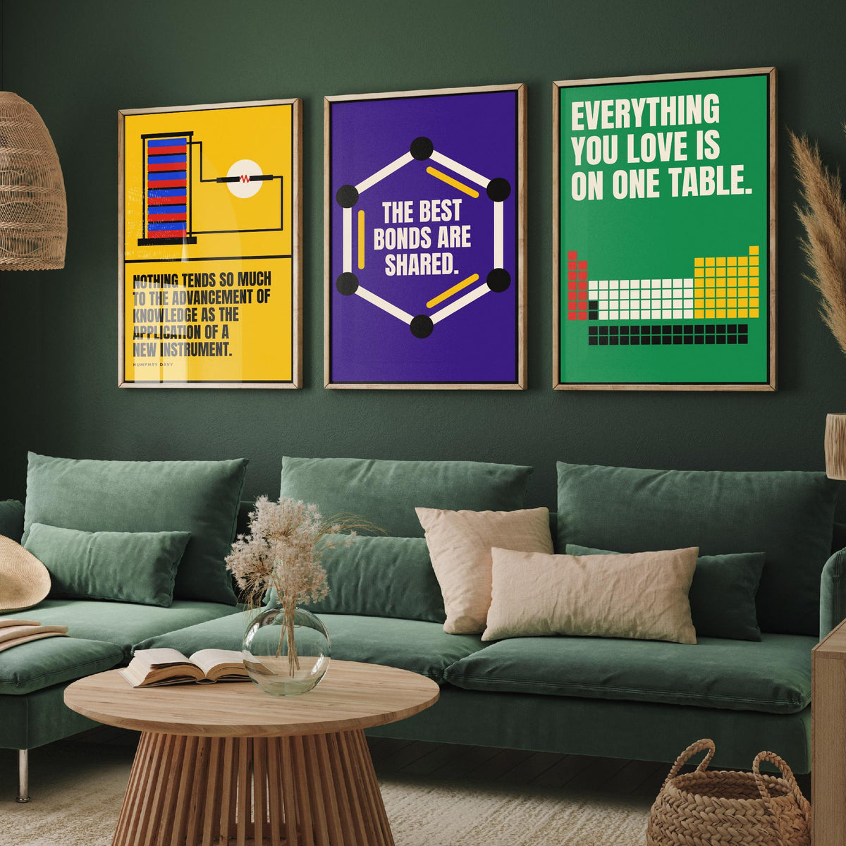 Chemistry Quotes Set of Three Art Prints - 3 Bauhaus Science Posters - Minimalist Science Wall Art Illustration V1