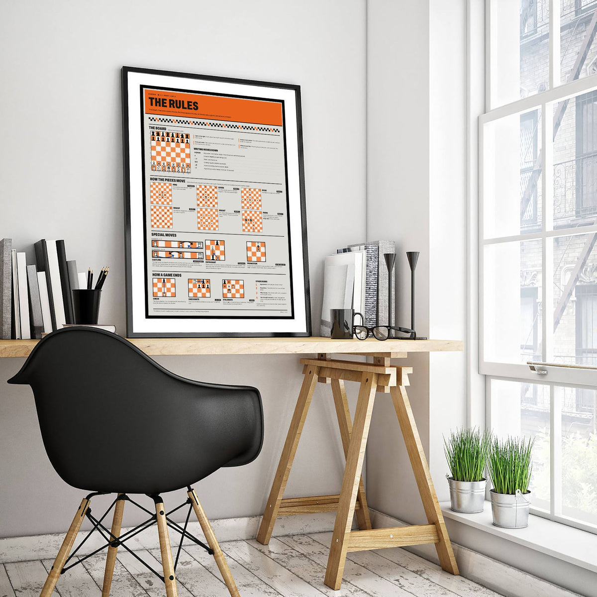 Chess Rules Art Print - How the Pieces Move Guide Poster - Educational Illustration - Chess Player Gift 1/3