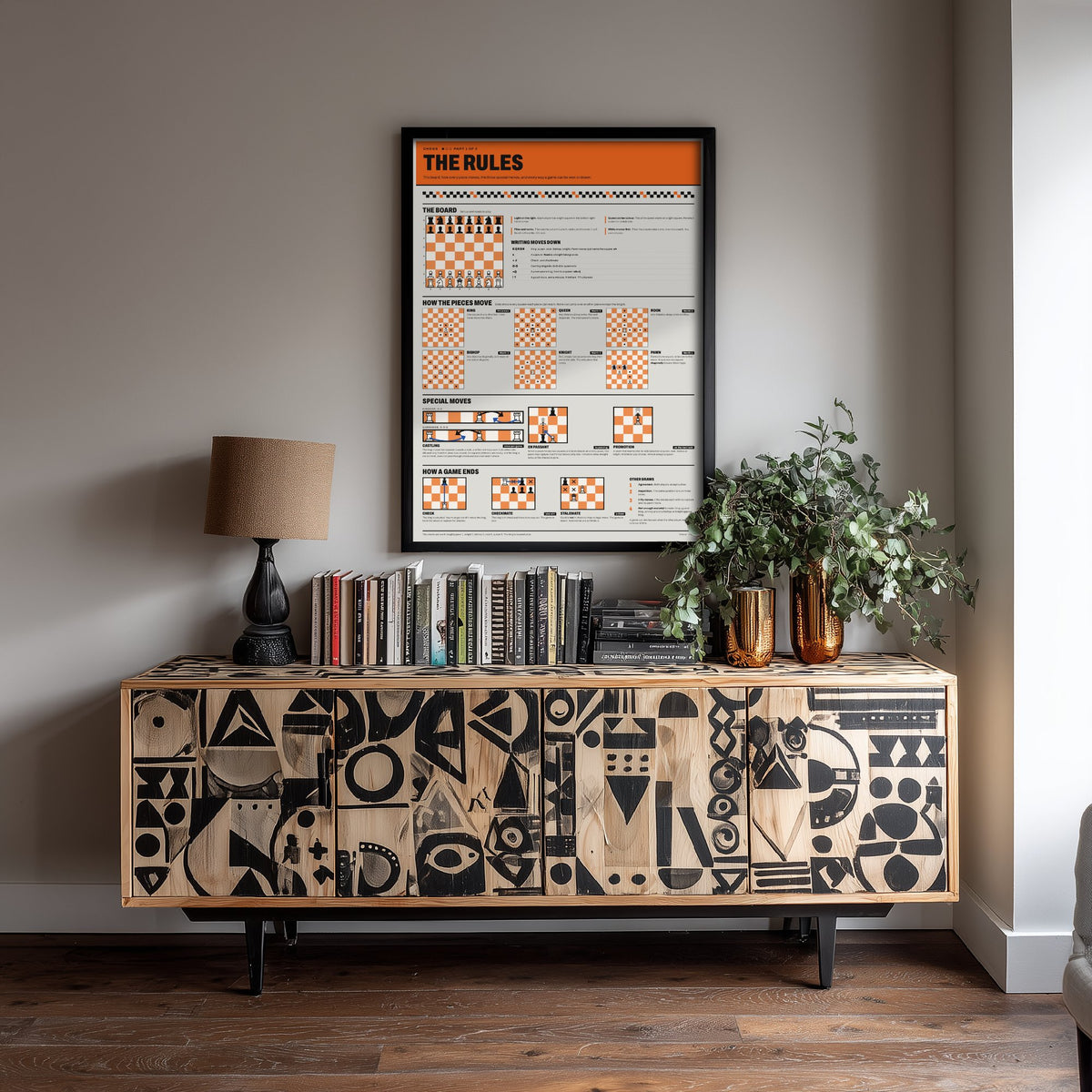 Chess Rules Art Print - How the Pieces Move Guide Poster - Educational Illustration - Chess Player Gift 1/3