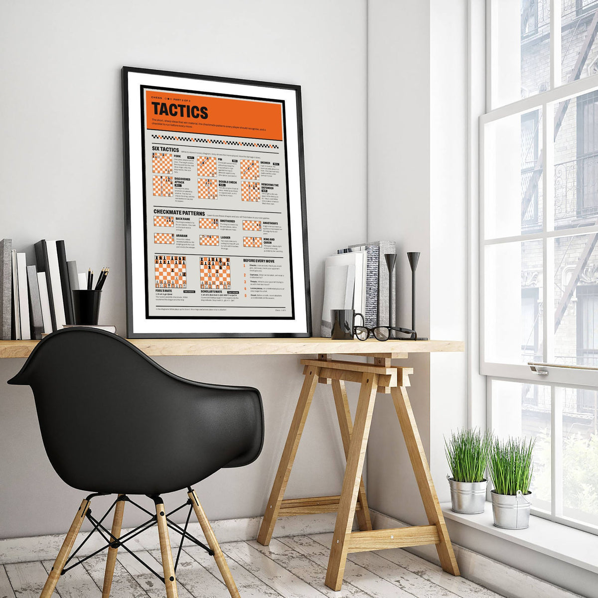 Chess Tactics Art Print - Checkmate Patterns Guide Poster - Educational Illustration - Chess Club Gift 2/3