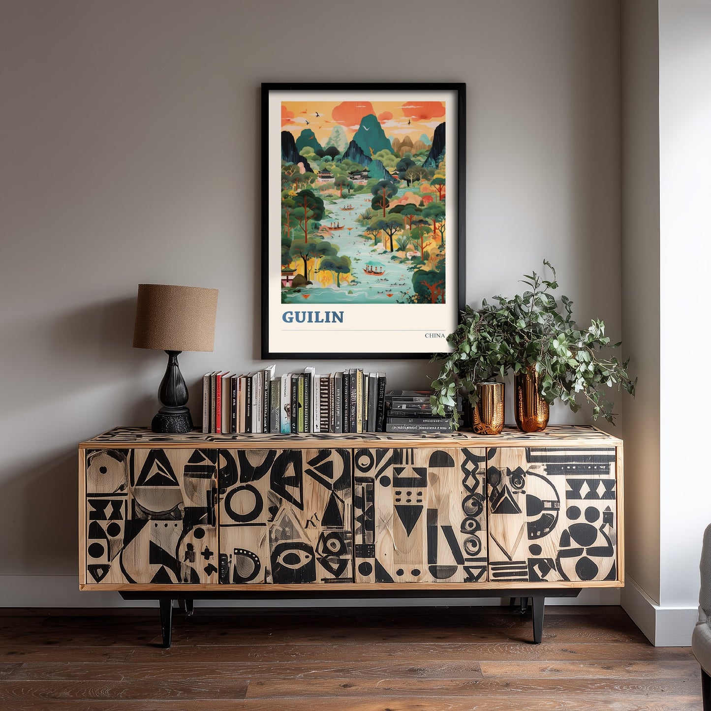 Guilin Travel Poster - China Art Print - Vibrant Landscape Illustration - Karst Mountains and River 2/3