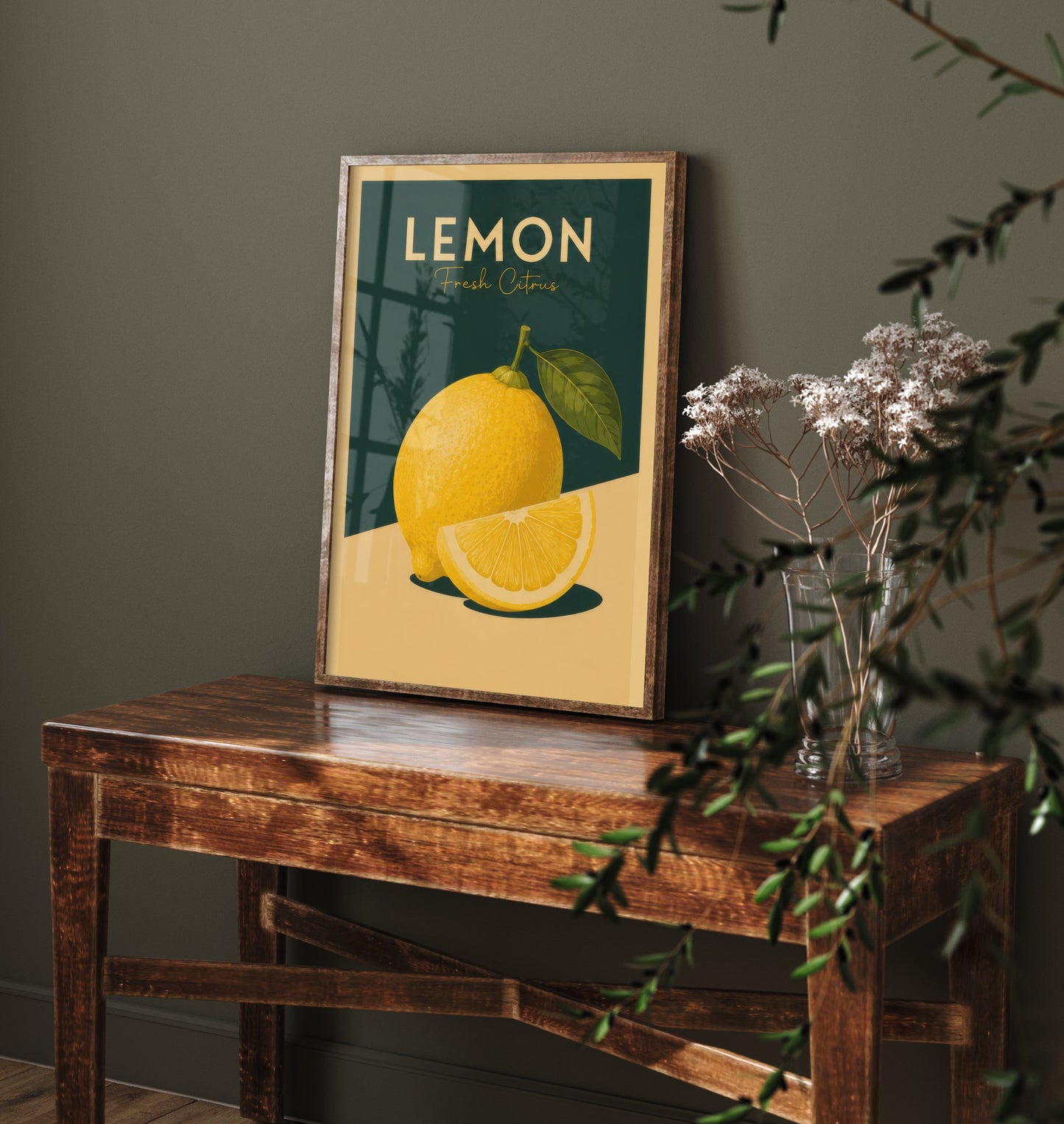 Vintage Lemon Art Print - Fresh Citrus Kitchen Poster - Fruit Illustration - Kitchen Fruit Wall Art 1/3