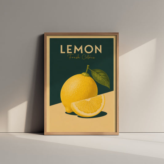 Vintage Lemon Art Print - Fresh Citrus Kitchen Poster - Fruit Illustration - Kitchen Fruit Wall Art 1/3
