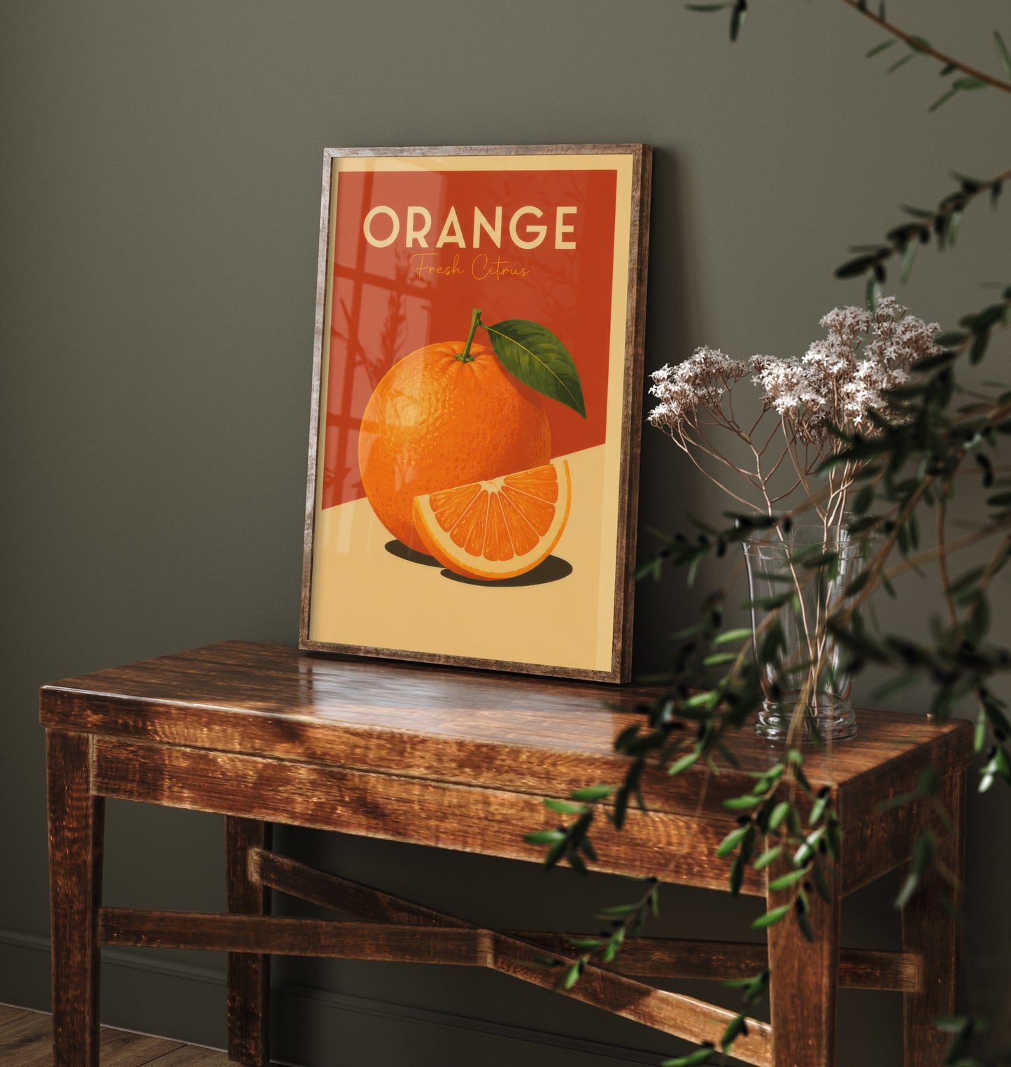 Vintage Orange Art Print - Fresh Citrus Kitchen Poster - Fruit Illustration - Kitchen Fruit Wall Art 2/3