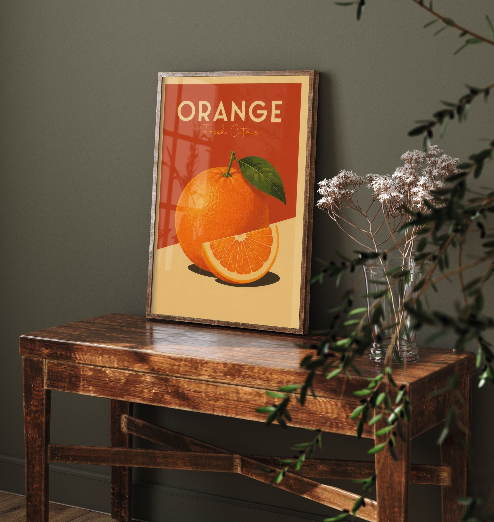 Vintage Orange Art Print - Fresh Citrus Kitchen Poster - Fruit Illustration - Kitchen Fruit Wall Art 2/3