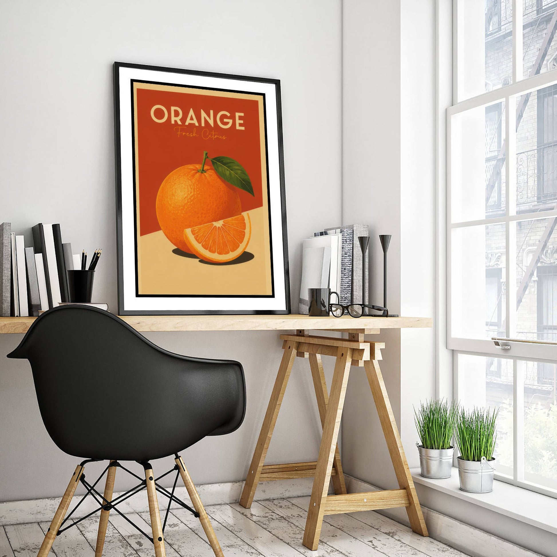 Vintage Orange Art Print - Fresh Citrus Kitchen Poster - Fruit Illustration - Kitchen Fruit Wall Art 2/3