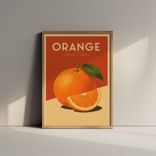 Vintage Orange Art Print - Fresh Citrus Kitchen Poster - Fruit Illustration - Kitchen Fruit Wall Art 2/3