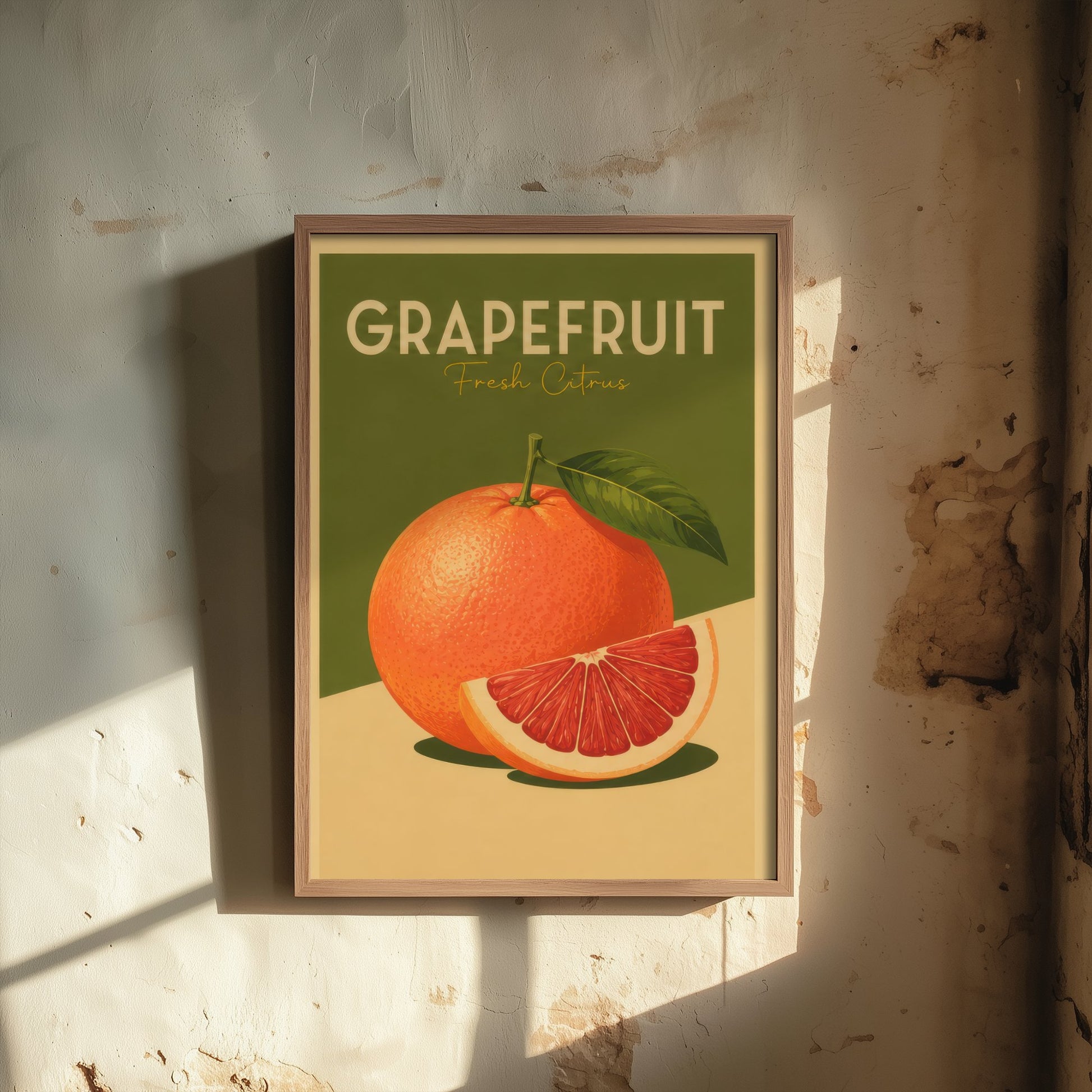 Vintage Grapefruit Art Print - Fresh Citrus Kitchen Poster - Fruit Illustration - Kitchen Fruit Wall Art 3/3