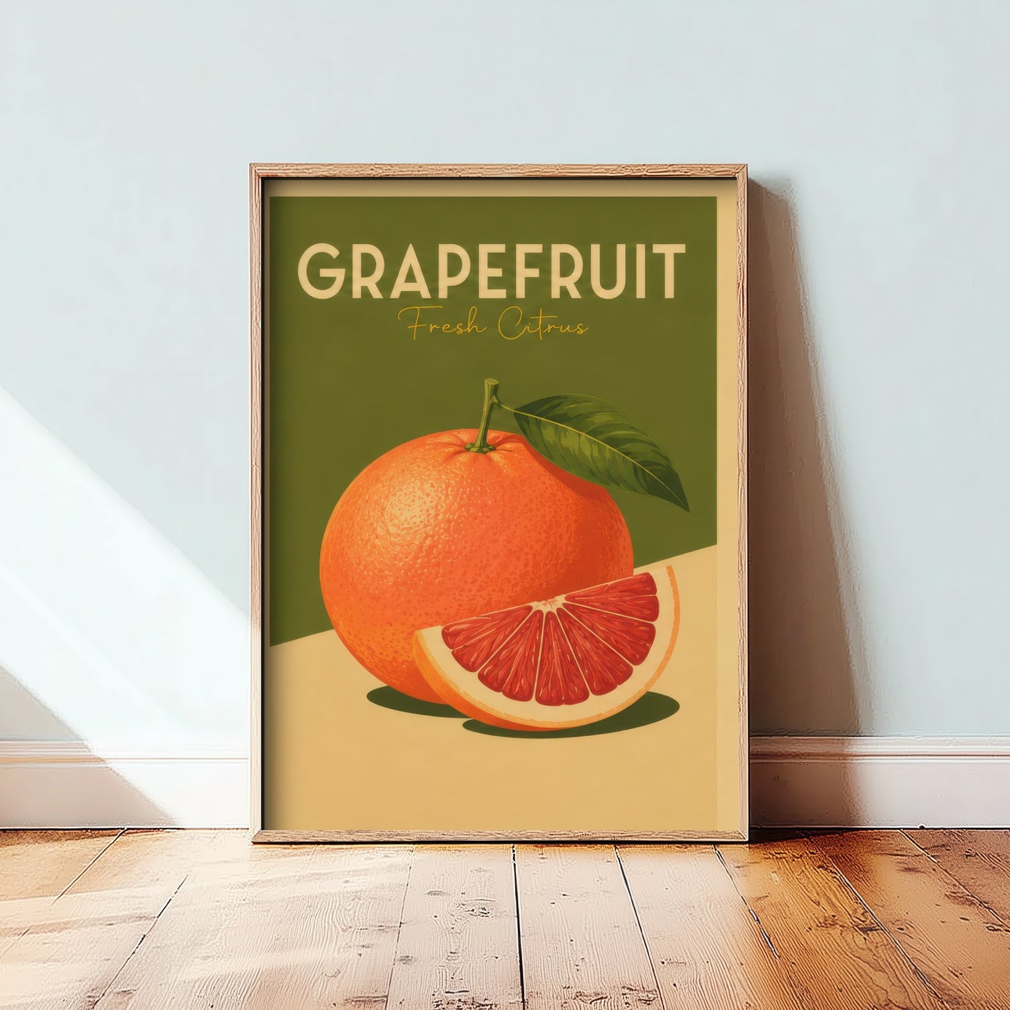 Vintage Grapefruit Art Print - Fresh Citrus Kitchen Poster - Fruit Illustration - Kitchen Fruit Wall Art 3/3