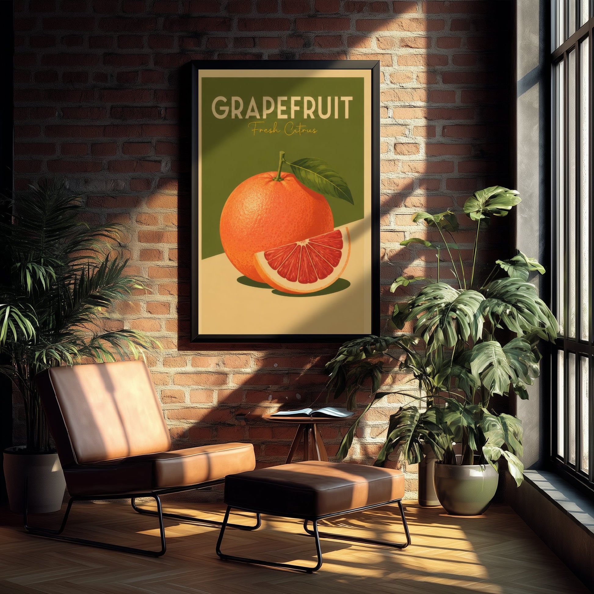 Vintage Grapefruit Art Print - Fresh Citrus Kitchen Poster - Fruit Illustration - Kitchen Fruit Wall Art 3/3