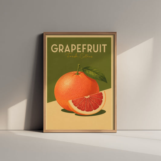 Vintage Grapefruit Art Print - Fresh Citrus Kitchen Poster - Fruit Illustration - Kitchen Fruit Wall Art 3/3