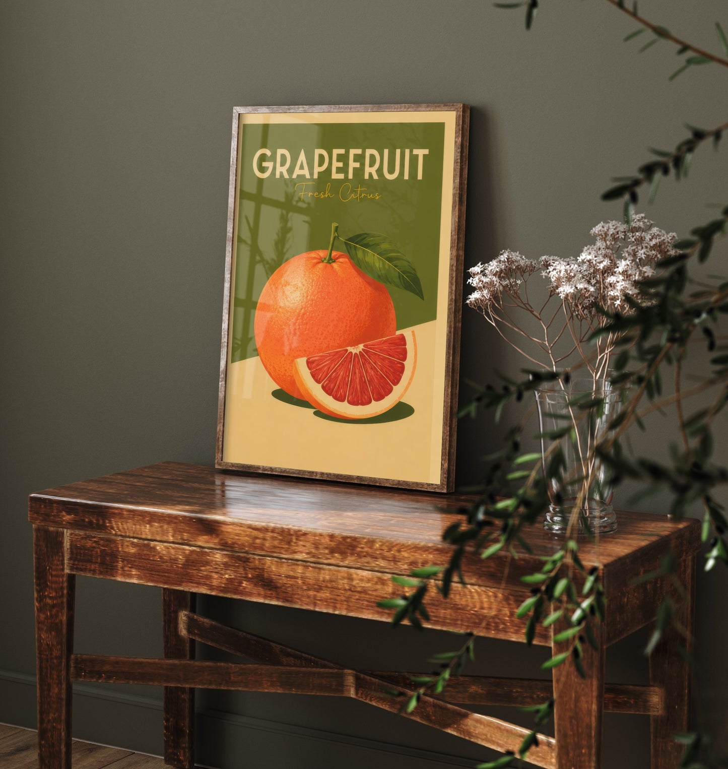 Vintage Grapefruit Art Print - Fresh Citrus Kitchen Poster - Fruit Illustration - Kitchen Fruit Wall Art 3/3