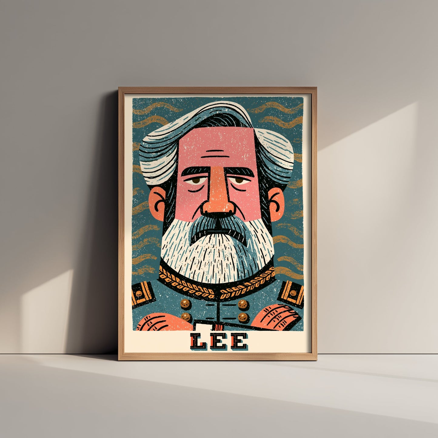 Robert E. Lee Art Print - Civil War General Portrait Poster - Bold Woodcut Illustration - American History 1/3