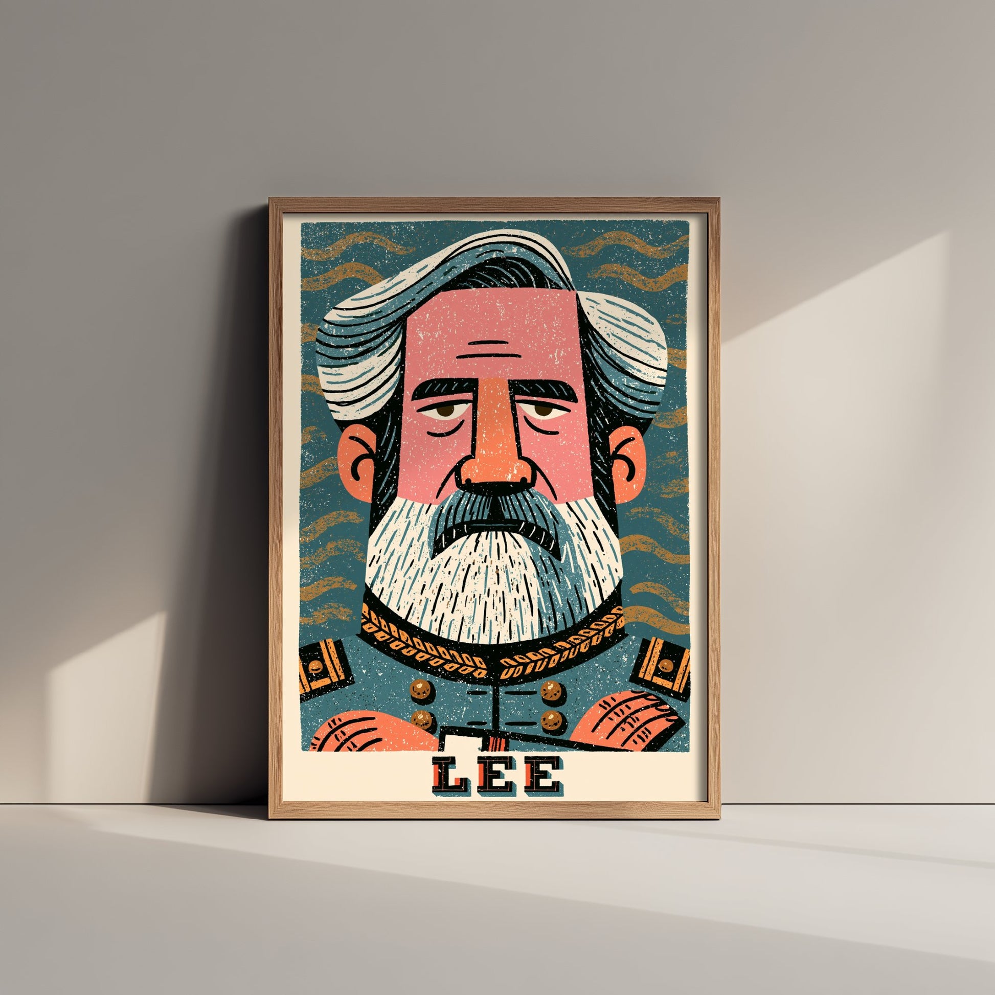 Robert E. Lee Art Print - Civil War General Portrait Poster - Bold Woodcut Illustration - American History 1/3