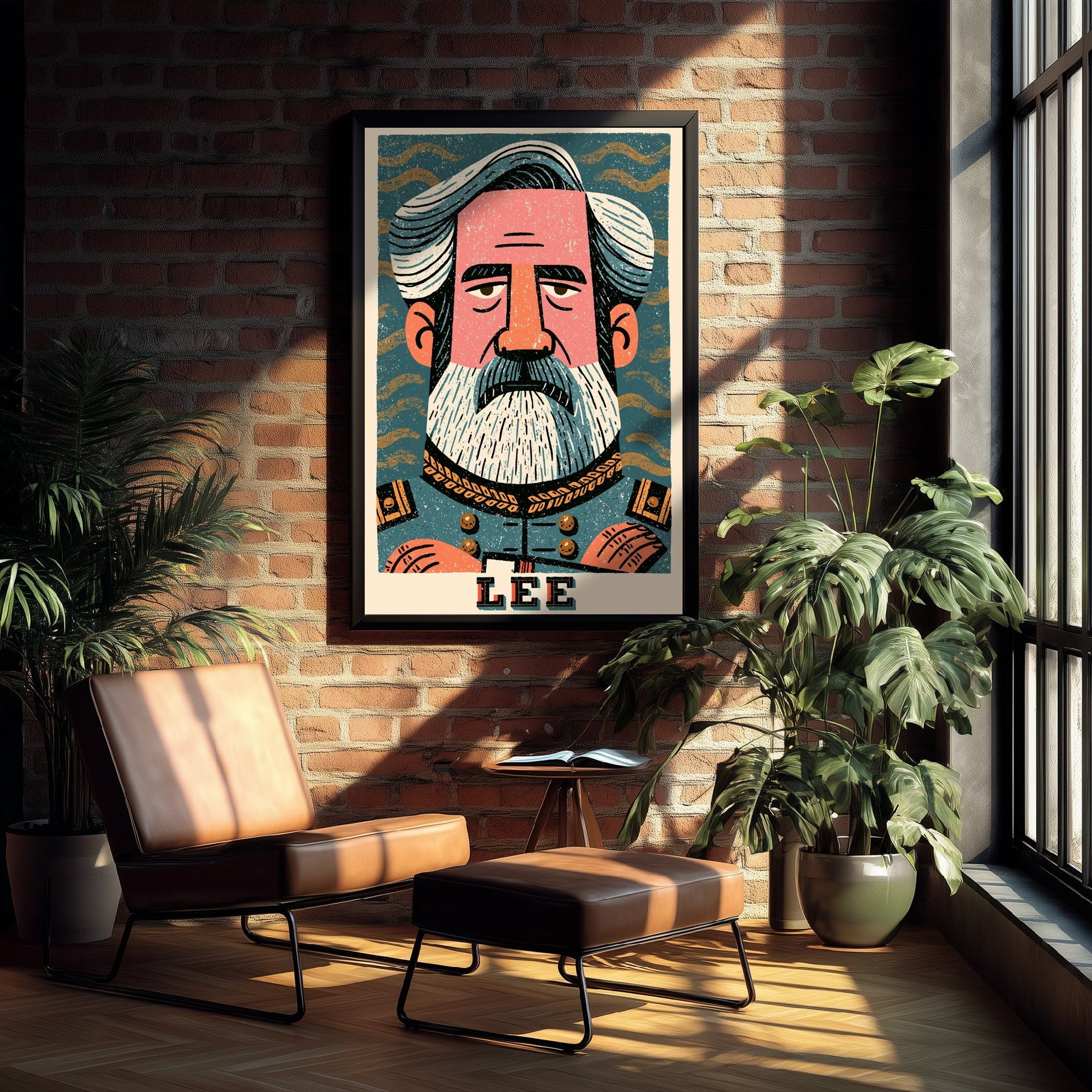 Robert E. Lee Art Print - Civil War General Portrait Poster - Bold Woodcut Illustration - American History 1/3