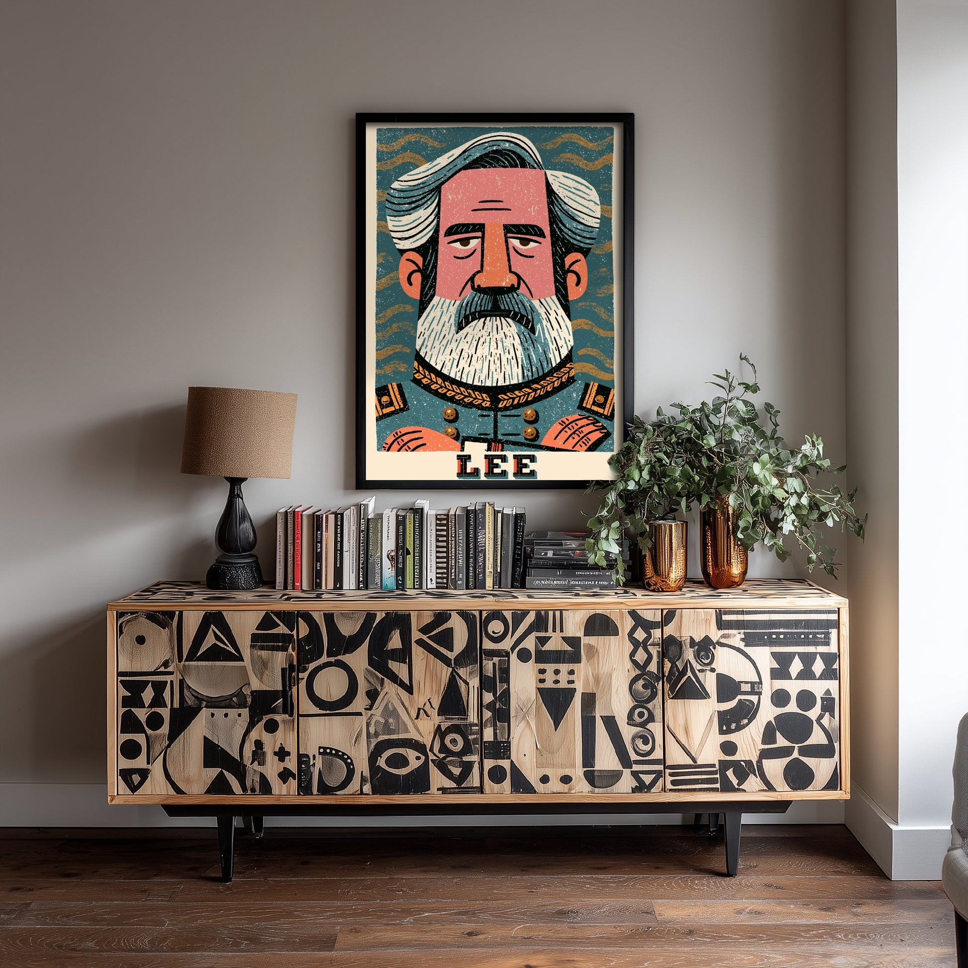 Robert E. Lee Art Print - Civil War General Portrait Poster - Bold Woodcut Illustration - American History 1/3