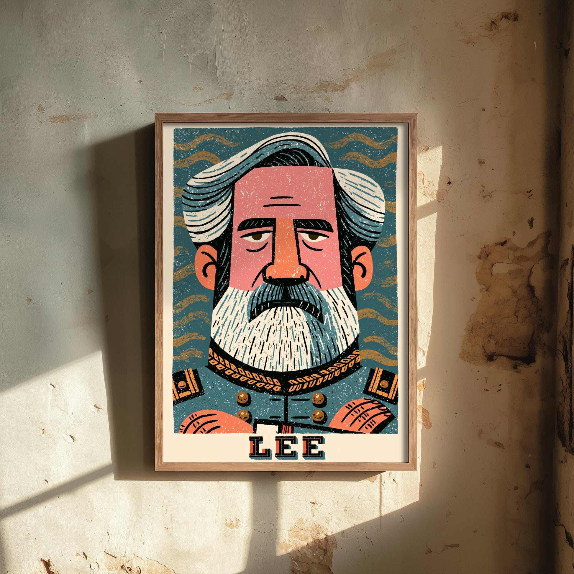Robert E. Lee Art Print - Civil War General Portrait Poster - Bold Woodcut Illustration - American History 1/3