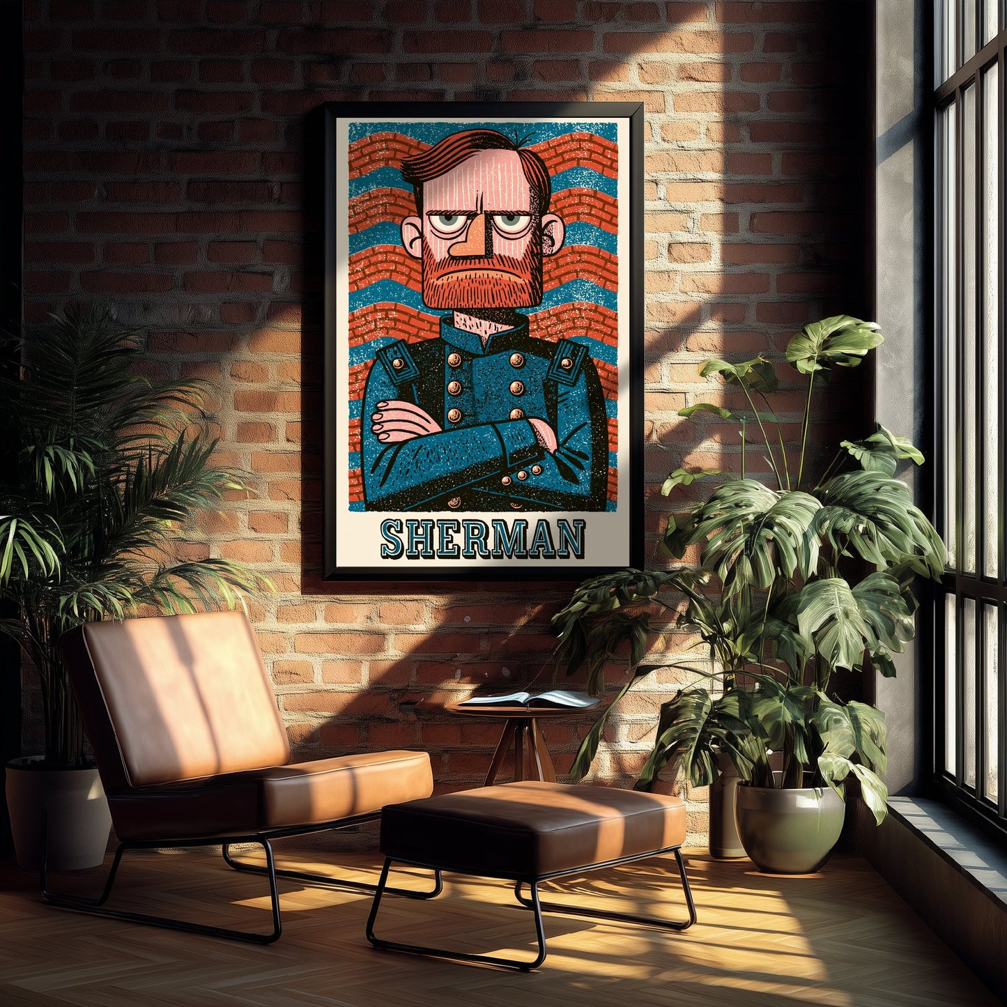William Tecumseh Sherman Art Print - Civil War General Portrait Poster - Bold Woodcut Illustration 2/3