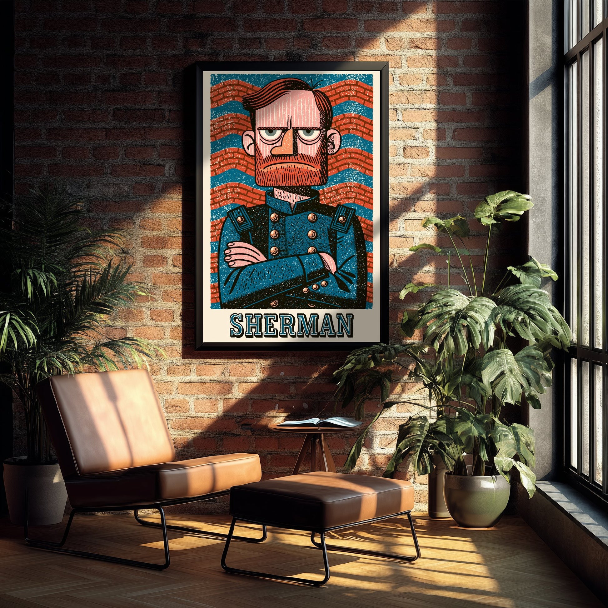 William Tecumseh Sherman Art Print - Civil War General Portrait Poster - Bold Woodcut Illustration 2/3
