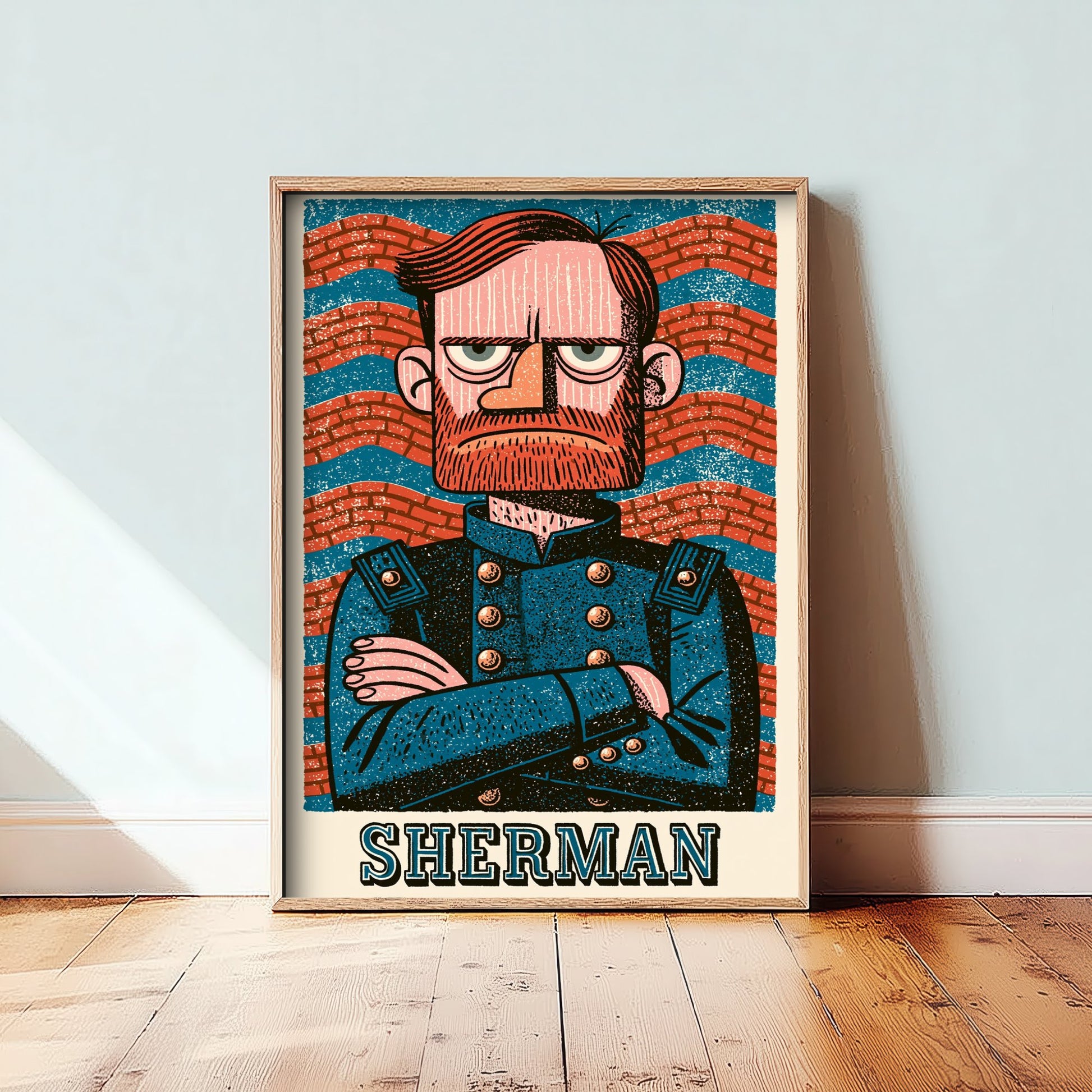 William Tecumseh Sherman Art Print - Civil War General Portrait Poster - Bold Woodcut Illustration 2/3