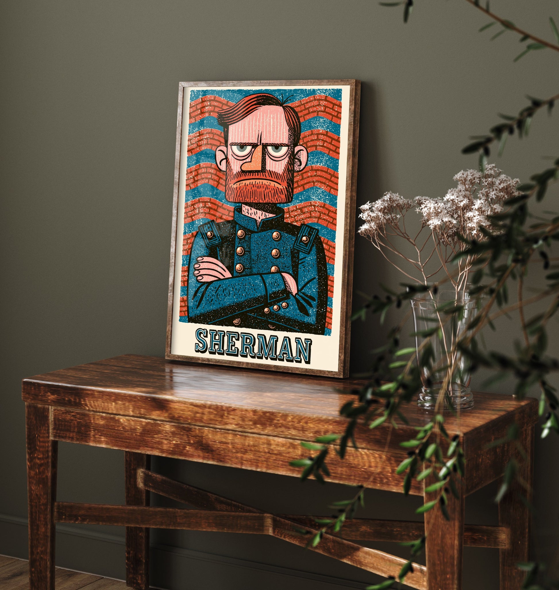 William Tecumseh Sherman Art Print - Civil War General Portrait Poster - Bold Woodcut Illustration 2/3