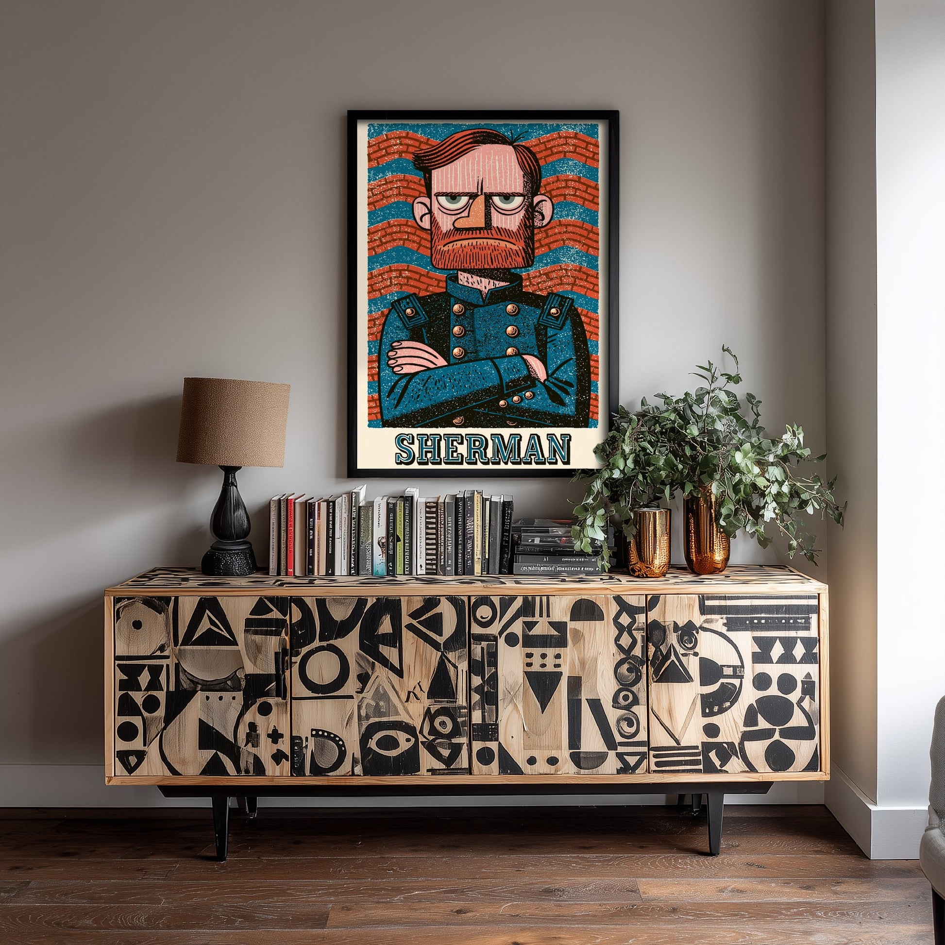 William Tecumseh Sherman Art Print - Civil War General Portrait Poster - Bold Woodcut Illustration 2/3