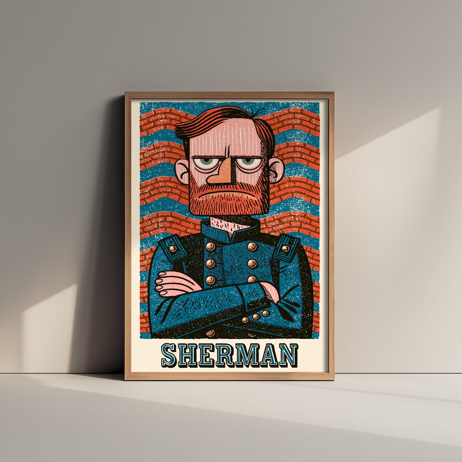 William Tecumseh Sherman Art Print - Civil War General Portrait Poster - Bold Woodcut Illustration 2/3