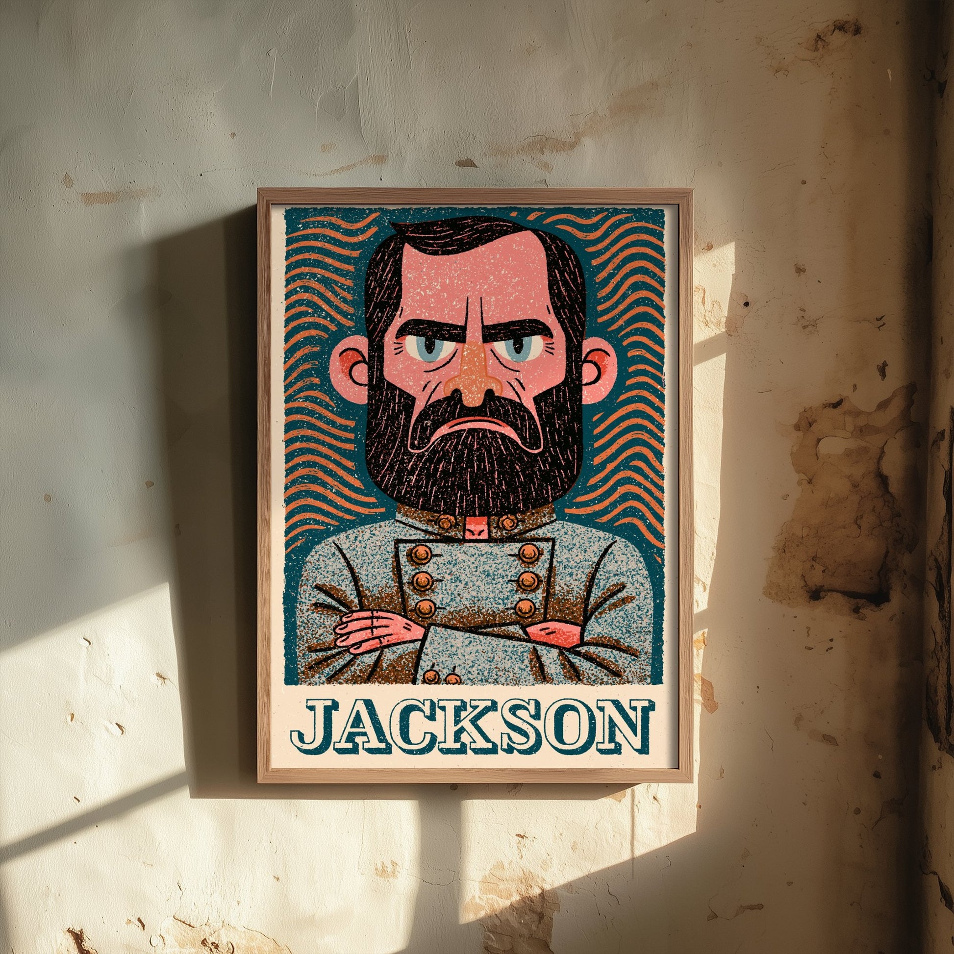 Stonewall Jackson Art Print - Civil War General Portrait Poster - Bold Woodcut Illustration - History 3/3