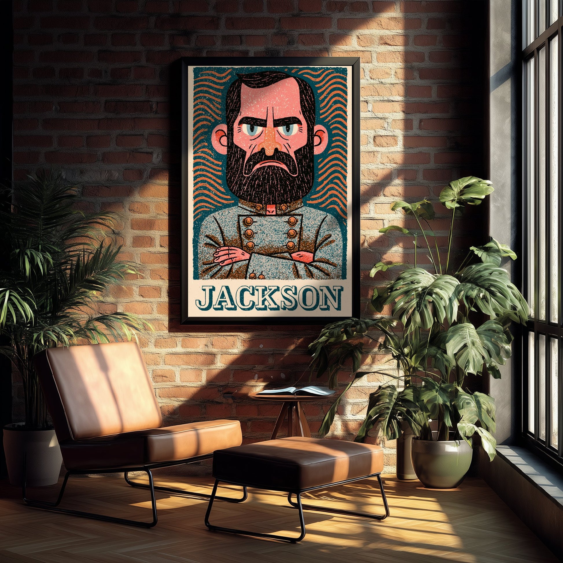 Stonewall Jackson Art Print - Civil War General Portrait Poster - Bold Woodcut Illustration - History 3/3