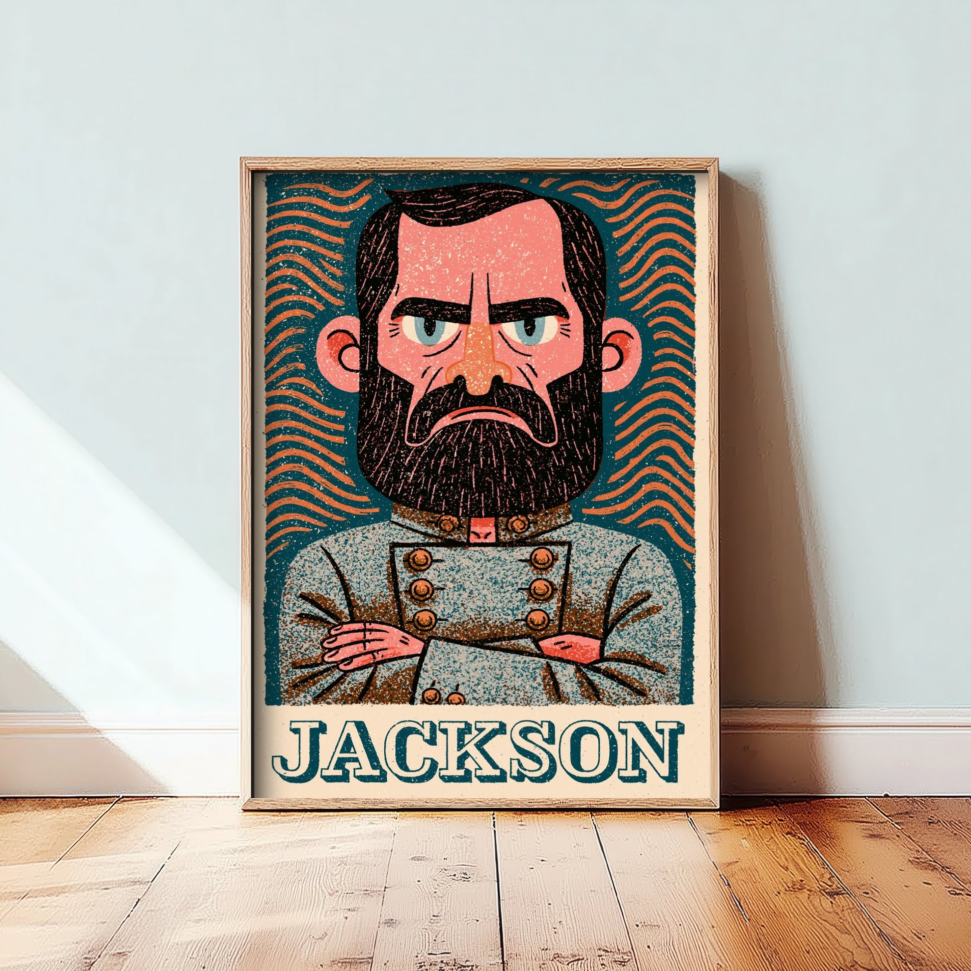 Stonewall Jackson Art Print - Civil War General Portrait Poster - Bold Woodcut Illustration - History 3/3