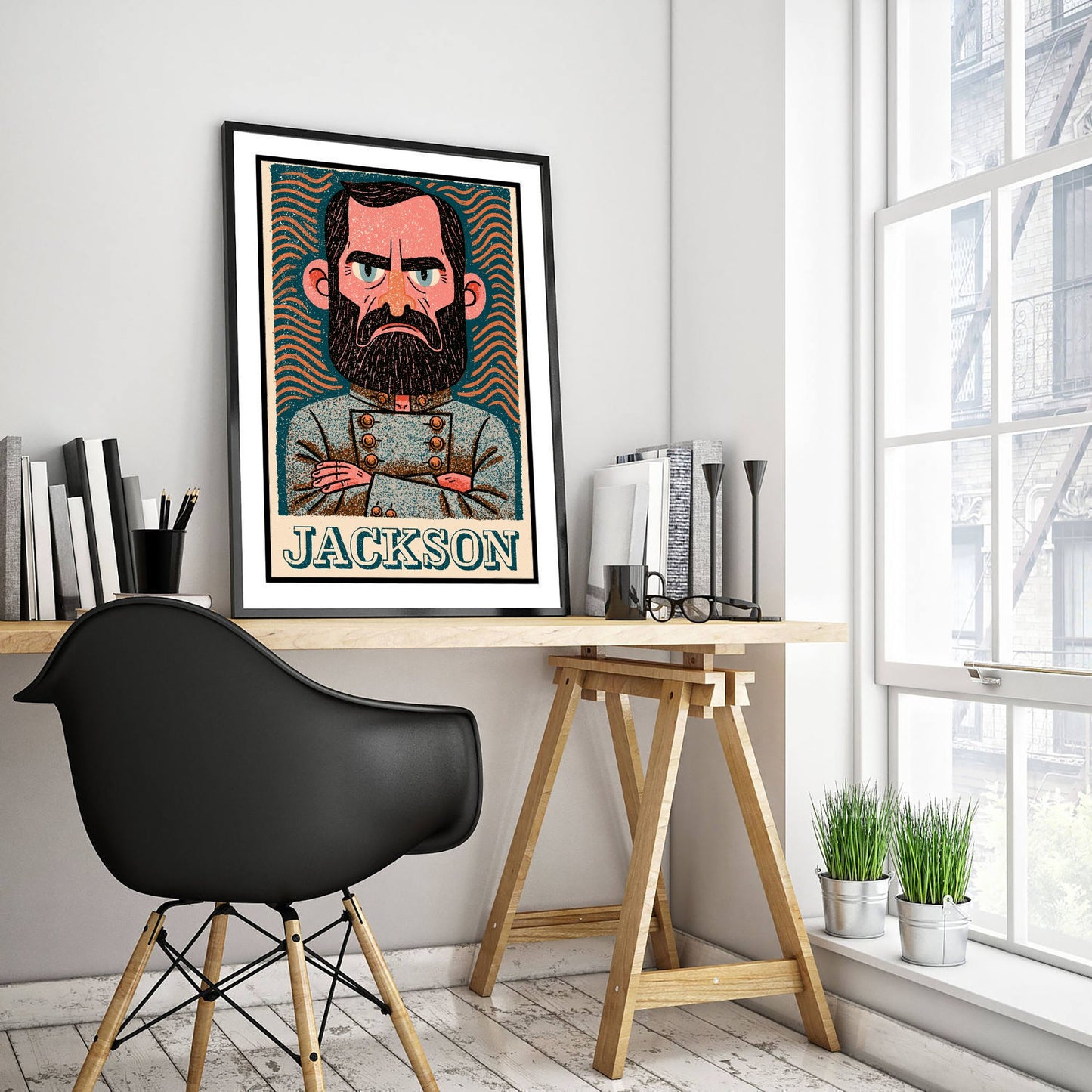 Stonewall Jackson Art Print - Civil War General Portrait Poster - Bold Woodcut Illustration - History 3/3