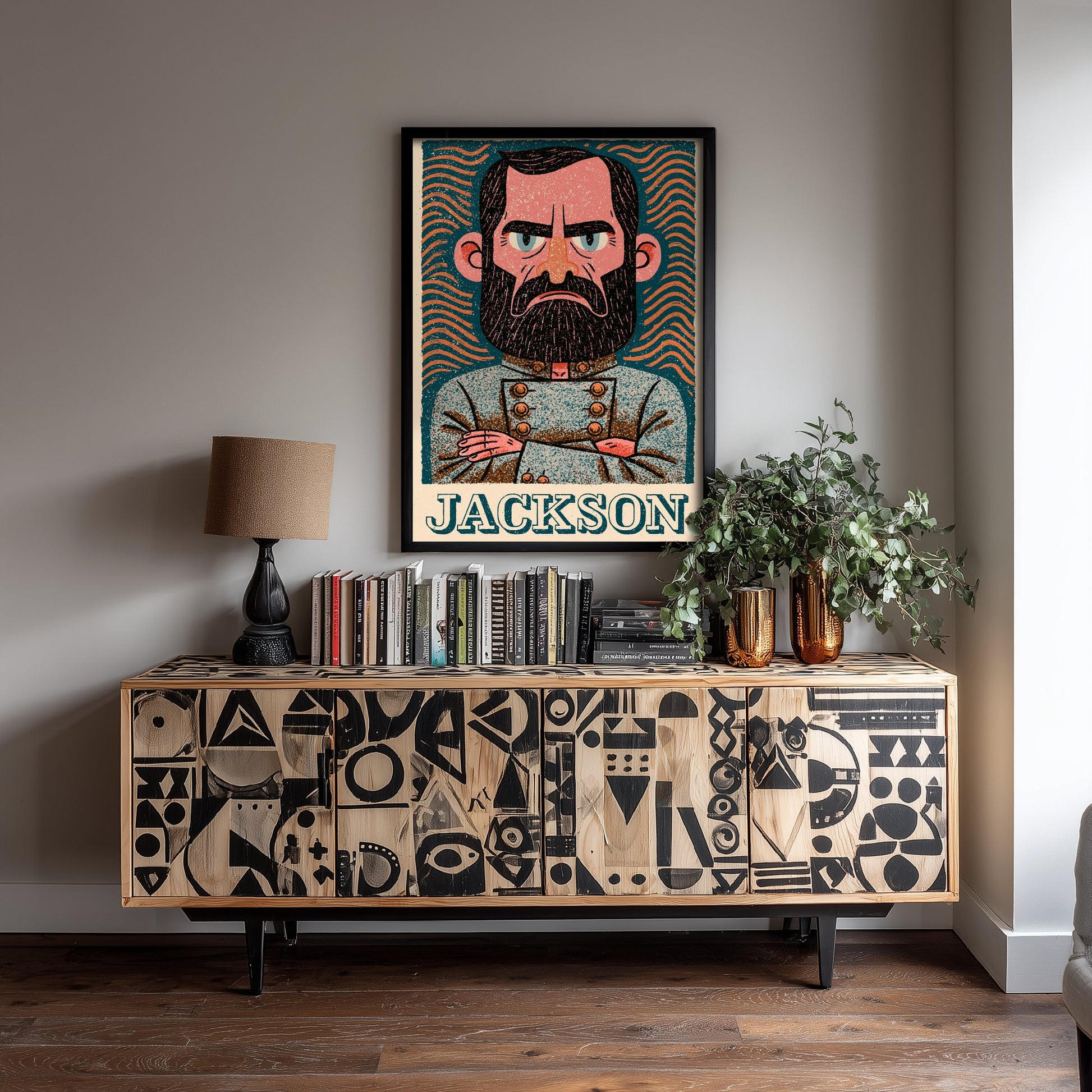 Stonewall Jackson Art Print - Civil War General Portrait Poster - Bold Woodcut Illustration - History 3/3