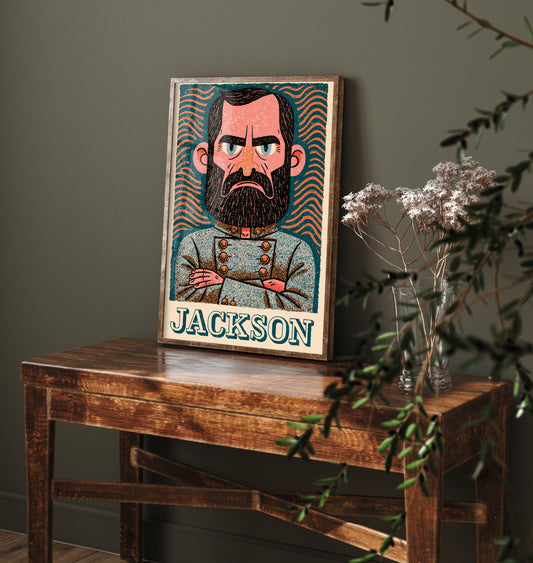 Stonewall Jackson Art Print - Civil War General Portrait Poster - Bold Woodcut Illustration - History 3/3