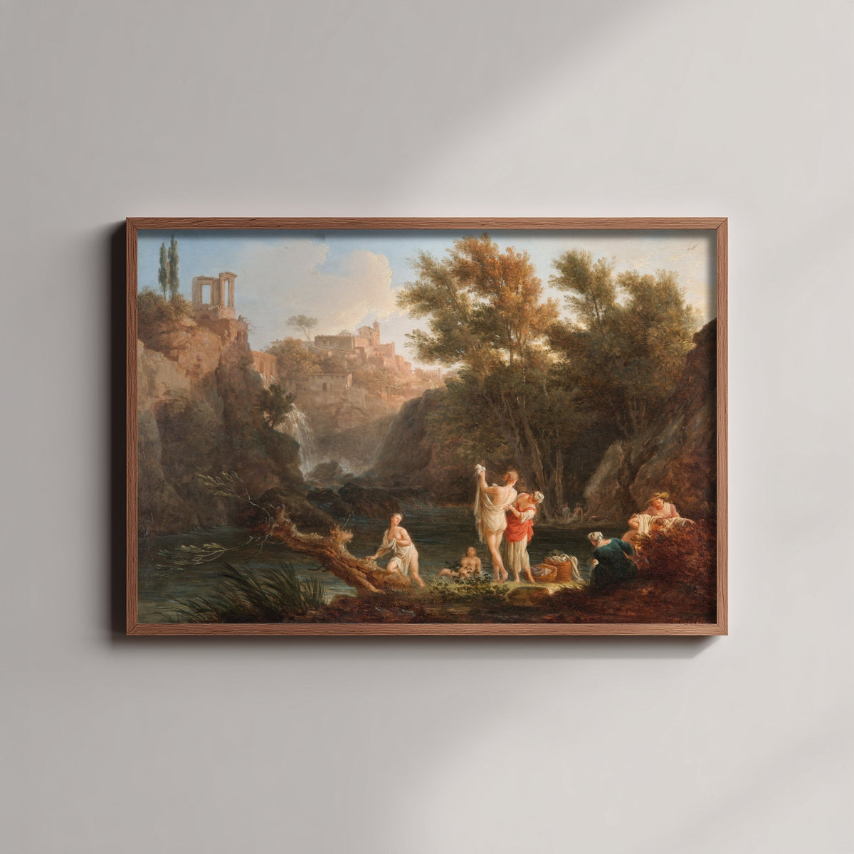 Claude-Joseph Vernet - The Four Times of Day, Evening (1757) - Classic Painting Art Print - Bathers Waterfall Ruins Sunset Poster