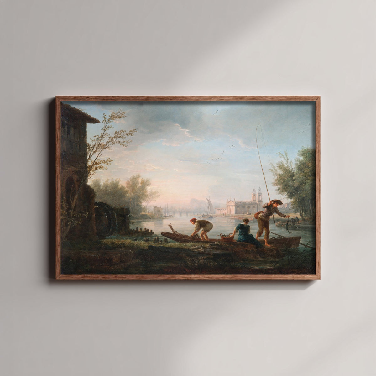 Claude-Joseph Vernet - The Four Times of Day, Morning (1757) - Classic Painting Art Print - Fishermen River Dawn Mist Poster
