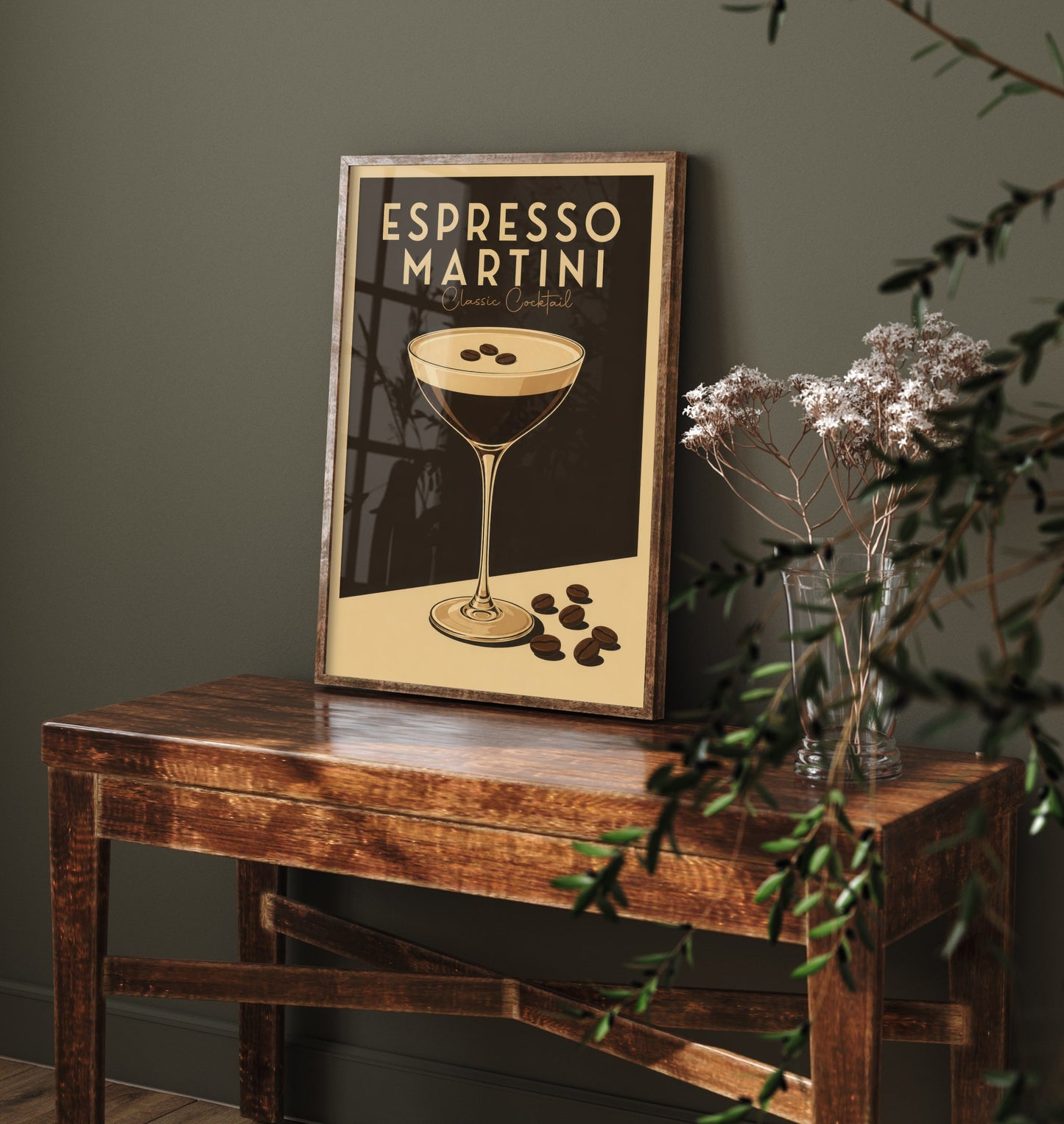 Espresso Martini Art Print - Vintage Cocktail Poster - Retro Bar Cart Illustration - Classic Drink Kitchen Art 1/3